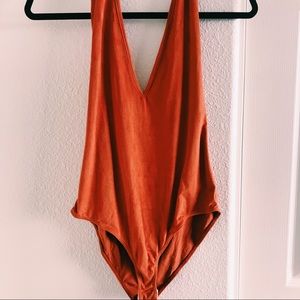 Orange Suede Bodysuit